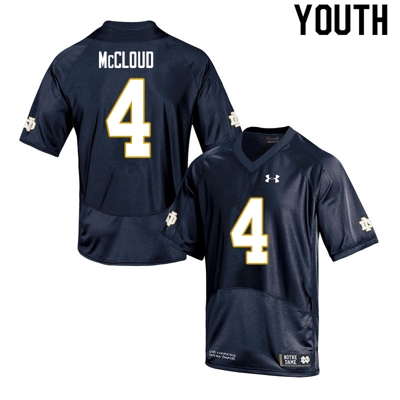 Youth NCAA Notre Dame Fighting Irish #4 Nick McCloud Stitched College Under Armour Authentic Navy Football Jersey UL10R65AB